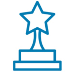 Line drawing of a trophy with a star